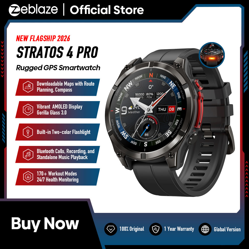 Gps Running Watch - New Zeblaze Stratos 4 PRO AMOLED